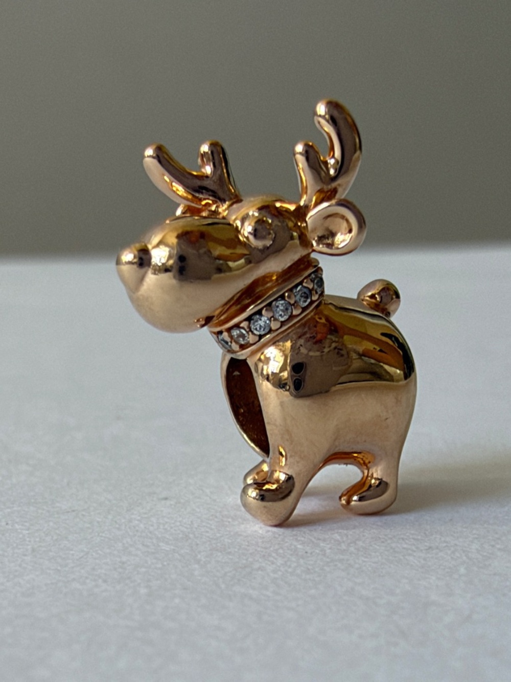 Retired Pandora Charm 14K Rose Gold Happy Reindeer Charm